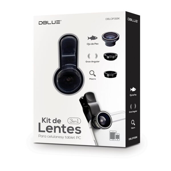 KIT DE LENTES 3 EN 1 PARA CELULAR: OJO DE PEZ, GRAN ANGULAR, MACRO, EFECTO PANORAMICO. - Imagen 2