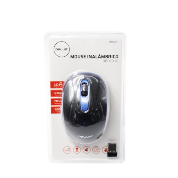MOUSE OPTICO 3D, 1000 DPI, 2.4 GHZ, HASTA 10 MTS, DISEÑO ERGONOMICO, AHORRO DE BATERIA. BLUE - Imagen 4