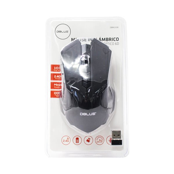 MOUSE OPTICO 3D, 1000 DPI, 2.4 GHZ, HASTA 10 MTS, DISEÑO ERGONOMICO, AHORRO DE BATERIA. BLACK - Imagen 4