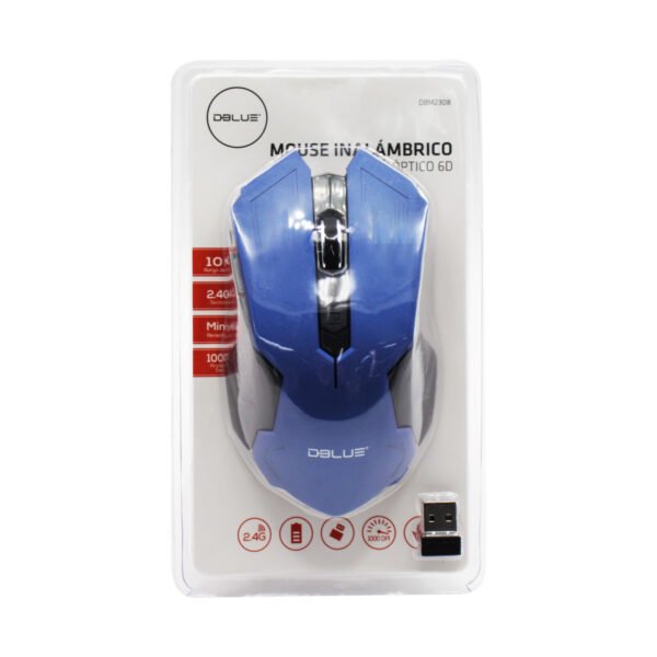 MOUSE OPTICO 3D, 1000 DPI, 2.4 GHZ, HASTA 10 MTS, DISEÑO ERGONOMICO, AHORRO DE BATERIA. BLUE - Imagen 3