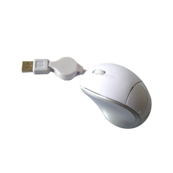 Mouse CABLE RETRACTIL USB 800DPI WHITE/SILVER