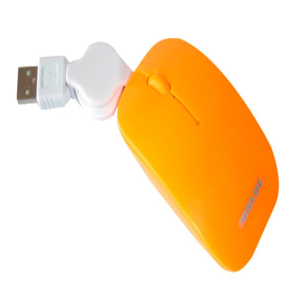 Mouse CABLE RETRACTIL OPTICO 800DPI USB - ORANGE