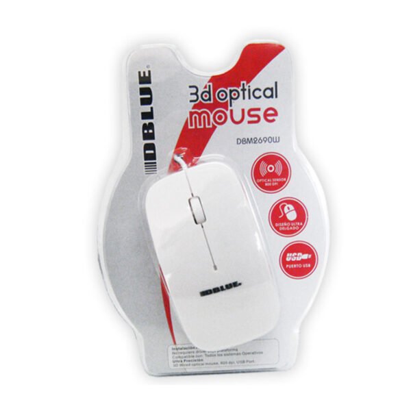Mouse CABLE RETRACTIL OPTICO 800DPI USB TIPO MAC - WHITE - Imagen 2