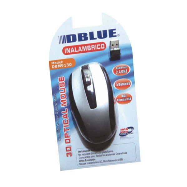 Mouse INALAMBRICO 2.4 GHZ 800DPI USB 3 BOTONES - SILVER/BLACK - Imagen 2