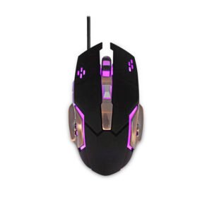 GAMING MOUSE 6 BOTONES METALICO CON 4 COLORES LED, 1200/1600/2400/3200 DPI