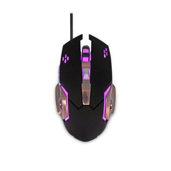 GAMING MOUSE 6 BOTONES METALICO CON 4 COLORES LED, 1200/1600/2400/3200 DPI