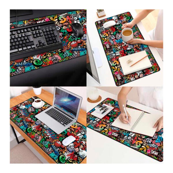 MOUSEPAD GRAFFITI DBLUE 900X400X2MM, SUPERFICIE SUAVE, ALTA ELASTICIDAD, GOMA ANTIDESLIZANTE, RESISTENTE A LIQUIDOS. - Imagen 2