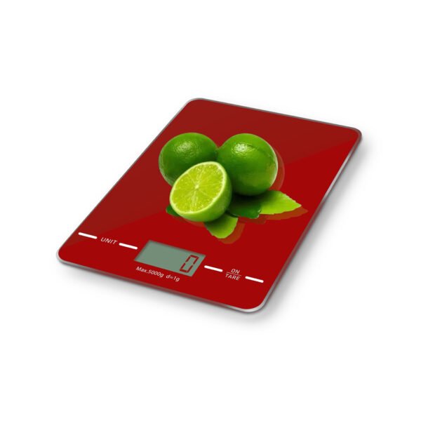 BALANZA PESA DIGITAL COCINA VIDRIO SLIM 5 KILOS RED