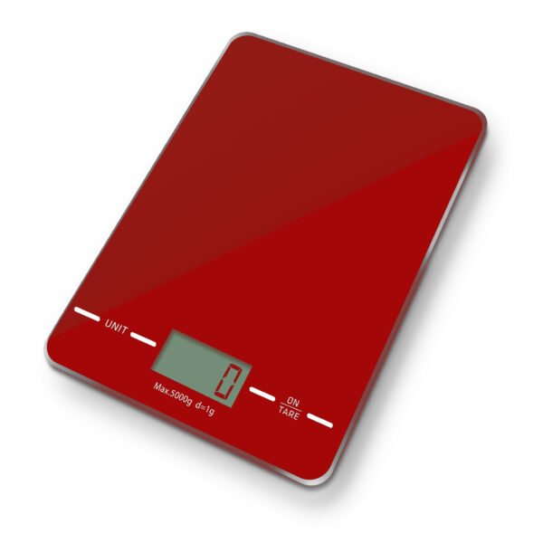 BALANZA PESA DIGITAL COCINA VIDRIO SLIM 5 KILOS RED - Imagen 2
