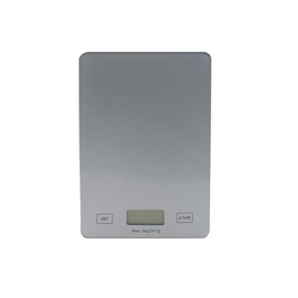 BALANZA PESA DIGITAL COCINA VIDRIO SLIM 5 KILOS. SILVER