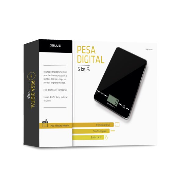 BALANZA PESA DIGITAL COCINA VIDRIO SLIM 5 KILOS. SILVER - Imagen 2