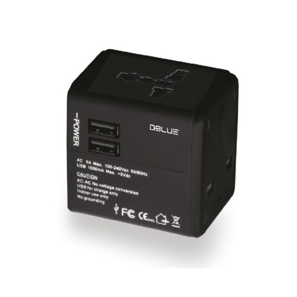 ADAPTADOR DE VIAJE DBLUE CON USB Y DIVERSOS TIPOS DE CONECTORES