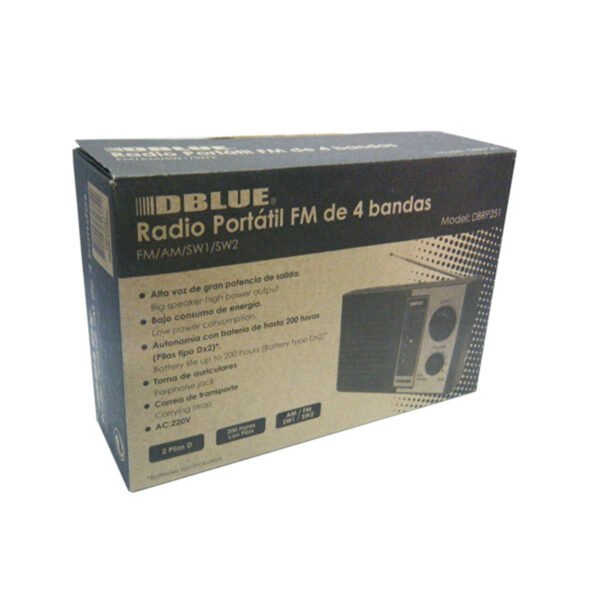 RADIO DBLUE PORTATIL FM DE 4 BANDAS FM/AM/SW1/SW2 - Imagen 2