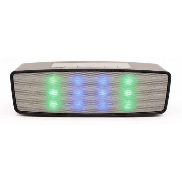 PARLANTE PORTATIL INALAMBRICO, BLUETOOTH, SD/TF, RADIO FM, USB, 5-8H AUTONOMIA, ILUMINACION MULTICOLOR, NEGRO.