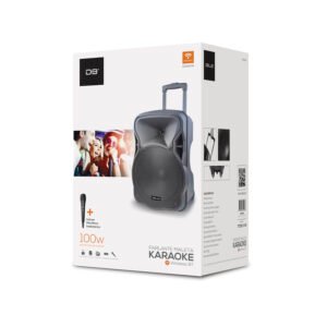 PARLANTE MALETA KARAOKE DBLUE CON BLUETOOTH Y ENTRADA USB/SD/FM RADIO/AUX -BLACK MICROFONO INCLUIDO