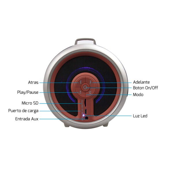 BAZOOKA PORTABLE DBLUE CON BLUETOOTH Y ENTRADA USB/SD/FM RADIO/AUX -BROWN - Imagen 3