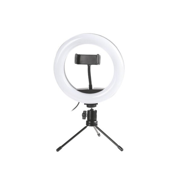 ANILLO DE LUZ LED CON TRIPODE REGULABLE DBLUE, ATENUACION 1-100%, Y BRAZO FLEXIBLE. IDEAL PARA FOTOGRAFIA Y VIDEO.