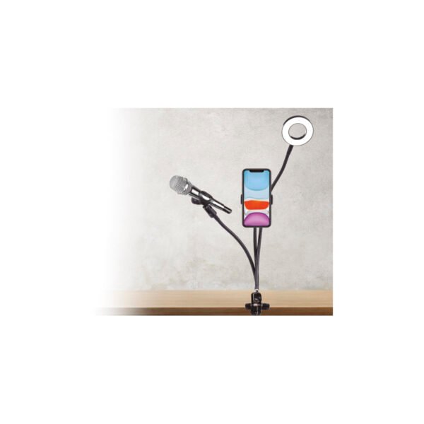 SOPORTE PARA SMARTPHONES Y MICROFONO CON ARO LED DBLUE, CONTROL INCORPORADO, DIAMETRO DE 3 CM, CONEXION USB. - Imagen 3