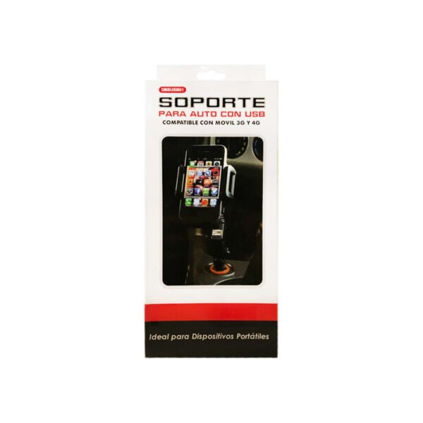 SOPORTE PARA CELULAR DBLUE, ROTACION 360º, DOS ENTRADAS USB, COMPATIBLE CON VARIOS MODELOS, MATERIAL ABS. - Imagen 3