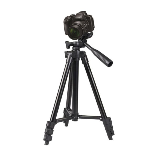 TRIPODE DE ALUMINIO CON CABEZAL DE 3 VIAS DBLUE, GIRATORIO 360° Y 90°, BASE ANTIDESLIZANTE, 18M ALTURA.