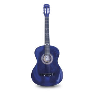 GUITARRA DE MADERA 30 PULGADAS CON FUNDA Y SET DE CUERDAS COLOR BLUE