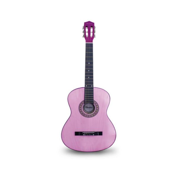 GUITARRA DE MADERA 36 PULGADAS CON FUNDA Y SET DE CUERDAS COLOR PINK