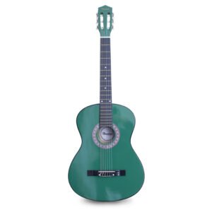 GUITARRA DE MADERA 39 PULGADAS CON FUNDA Y SET DE CUERDAS COLOR GREEN