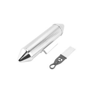 GUIRO TORPEDO DE METAL COLOR PLATEADO
