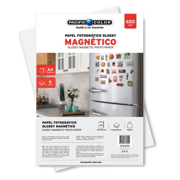 PAPEL FOTOGRAFICO GLOSSY A4, 5 HOJAS, 650 GRS, ALTA DEFINICION, SECADO RAPIDO, RESISTENTE AL AGUA.