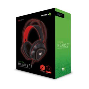 AUDIFONOS GAMER PRO REPTILEX, MICROFONO INCLUIDO, PLUG 3.5MM, ALMOHADILLAS ACOLCHADAS, CABLE 1.8M, CONTROL DE VOLUMEN. RED