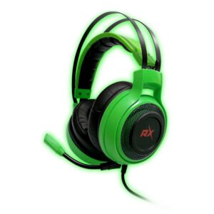 AUDIFONOS GAMER PRO CON MICROFONO REPTILEX, INTERFAZ USB Y JACK 3.5 MM, ILUMINACION LED, CABLE DE 2 M. GREEN