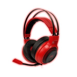 AUDIFONOS GAMER PRO CON MICROFONO REPTILEX, INTERFAZ USB Y JACK 3.5 MM, ILUMINACION LED, CABLE DE 2 M. RED