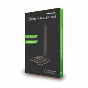 SOPORTE PARA AUDIFONOS CON USB / 3.5 / RGB REPTILEX
