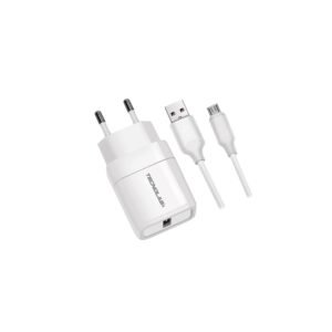 KIT CARGADOR CELULAR TECNOLAB 2.4A - 1 USB CON CABLE MICRO USB- WHITE