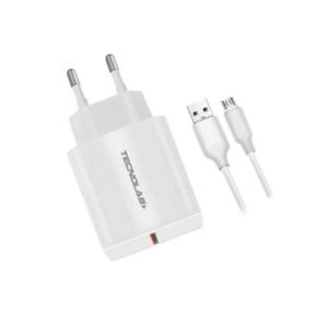 CARGADOR RÁPIDO CERTIFICADO QC 3 CON CABLE MICRO USB 1M, WHITE