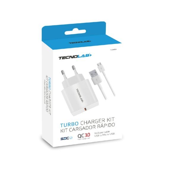 CARGADOR RÁPIDO CERTIFICADO QC 3 CON CABLE MICRO USB 1M, WHITE - Imagen 2