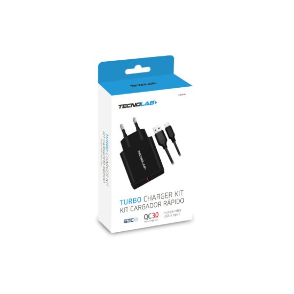 CARGADOR RÁPIDO CERTIFICADO QC 3 CON CABLE TYPE C 1M, BLACK - Imagen 3