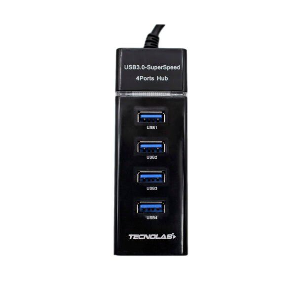 HUB USB 4 PUERTOS TECNOLAB, VELOCIDAD 5GBPS, INDICADOR LED, FUSIBLE PROTECTOR, TOMA DC5V. - Imagen 4