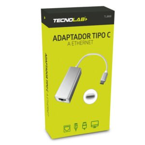 ADAPTADOR TECNOLAB TIPO C A ETHERNET, RJ45 10/100/1000 MBPS, COMPATIBLE CON PC/MAC, COMPACTO Y FACIL DE TRANSPORTAR.