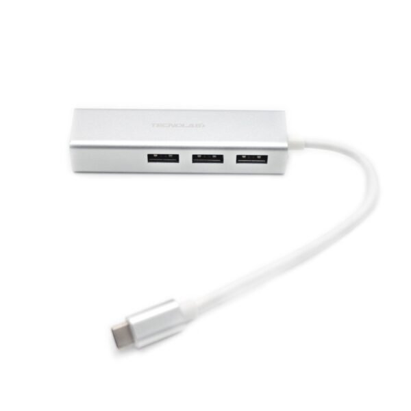 HUB TIPO C A ETHERNET TECNOLAB, 3 ENTRADAS USB 3, RJ45 10/100/1000 MBPS, COMPATIBLE CON PC/MAC, COMPACTO Y FACIL DE TRANSPORTAR.