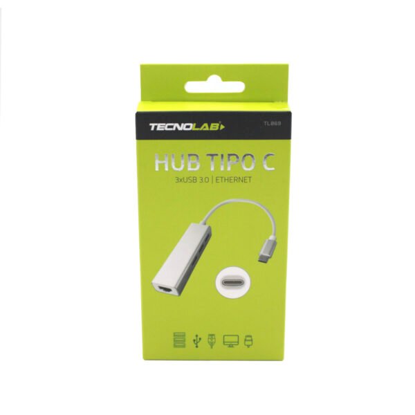 HUB TIPO C A ETHERNET TECNOLAB, 3 ENTRADAS USB 3, RJ45 10/100/1000 MBPS, COMPATIBLE CON PC/MAC, COMPACTO Y FACIL DE TRANSPORTAR. - Imagen 7