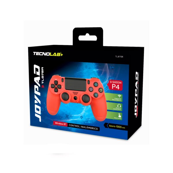 CONTROL PS4 TECNOLAB INALAMBRICO, COMPATIBLE PC, SENSORES 6 EJE, TOUCHPAD, VIBRACION DOBLE, BATERIA 1000MAH. RED - Imagen 3
