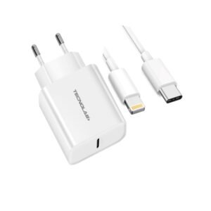 CARGADOR TECNOLAB LIGHTNING A TIPO C, 3,000MA, OUTPUT 5V-3A, 9V2A, 12V-1.5A, CABLE INCLUIDO.