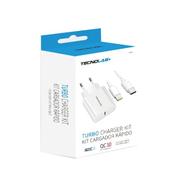 CARGADOR TECNOLAB LIGHTNING A TIPO C, 3,000MA, OUTPUT 5V-3A, 9V2A, 12V-1.5A, CABLE INCLUIDO. - Imagen 2