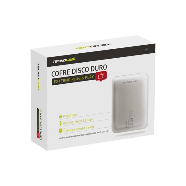 COFRE METALICO PARA DISCO DURO SATA 2,5/ USB 3,0 HASTA 2TB - Imagen 5