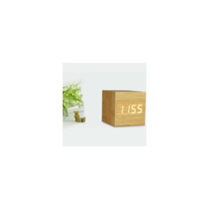 RELOJ DESPERTADOR DIGITAL DE MADERA LUZ LED