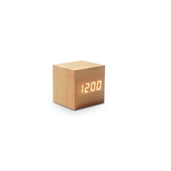 RELOJ DESPERTADOR DIGITAL DE MADERA LUZ LED - Imagen 2