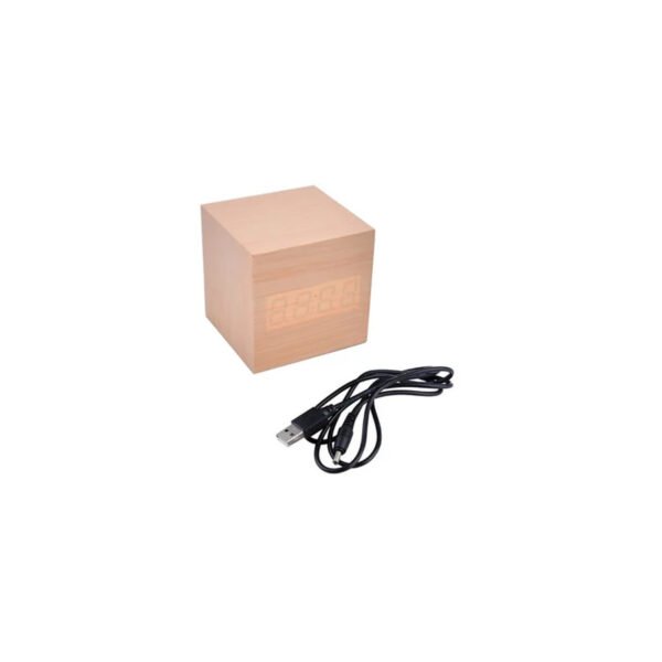 RELOJ DESPERTADOR DIGITAL DE MADERA LUZ LED - Imagen 4