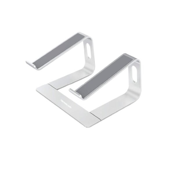 SOPORTE PARA LAPTOP TECNOLAB, DISEÑO DE ALUMINIO ABIERTO, SOPORTE ACOLCHADO ANTIDESLIZANTE, ERGONOMICO Y DESMONTABLE.