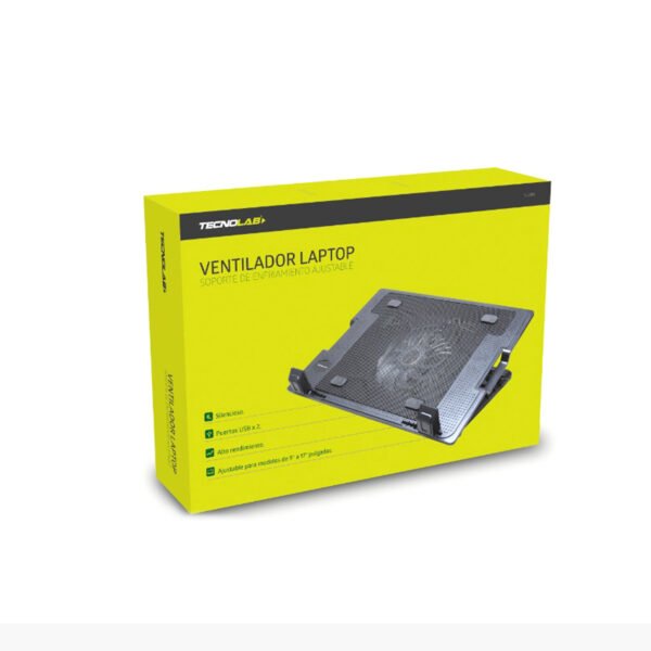 BASE VENTILACION PARA NOTEBOOK DE 9 A 17 PULGADAS CON LUZ LED. BLACK